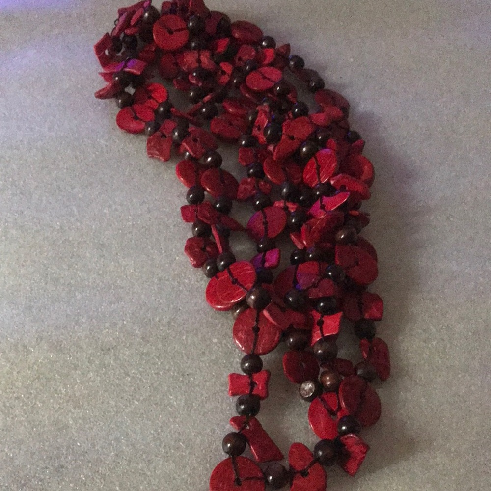 Red Multi-Strand Beaded Women’s Necklace